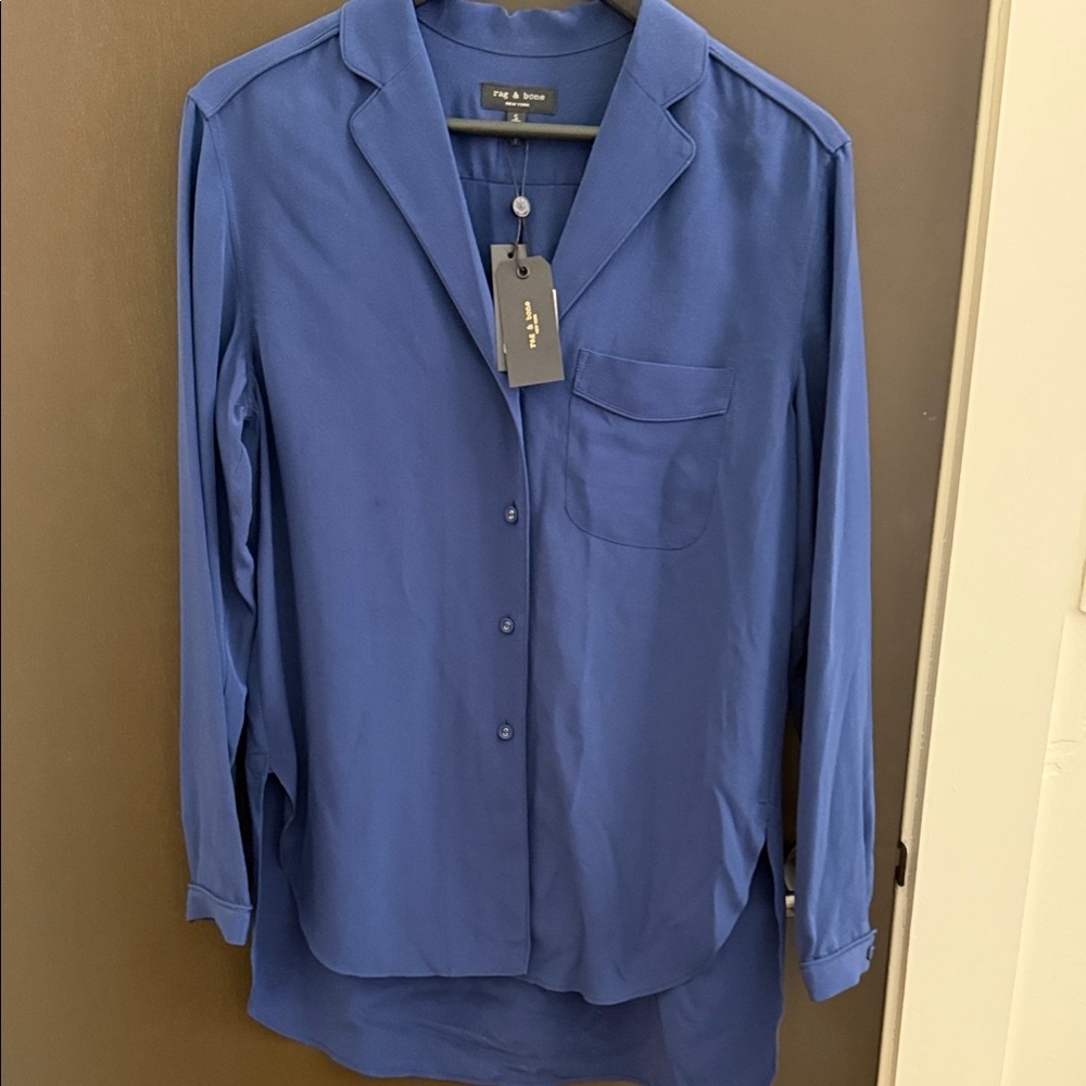 Blue Long Sleeve Button-Up Shirt